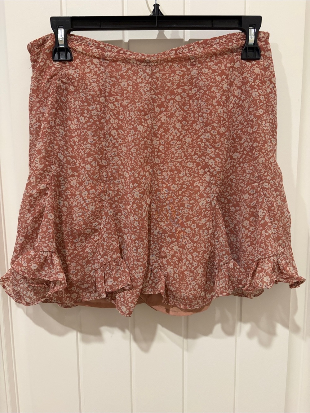 Vici Dusty Rose Floral Ruffle Skater Skirt